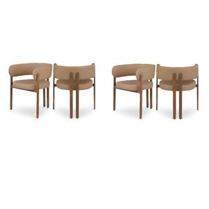 Pemberly Row Contemporary Tan Vegan Leather Dining Chairs (Set of 4)