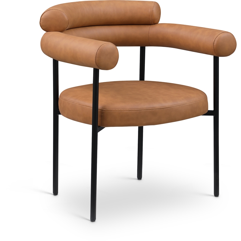 Pemberly Row Contemporary Cognac Vegan Leather Dining Chairs (Set of 6)