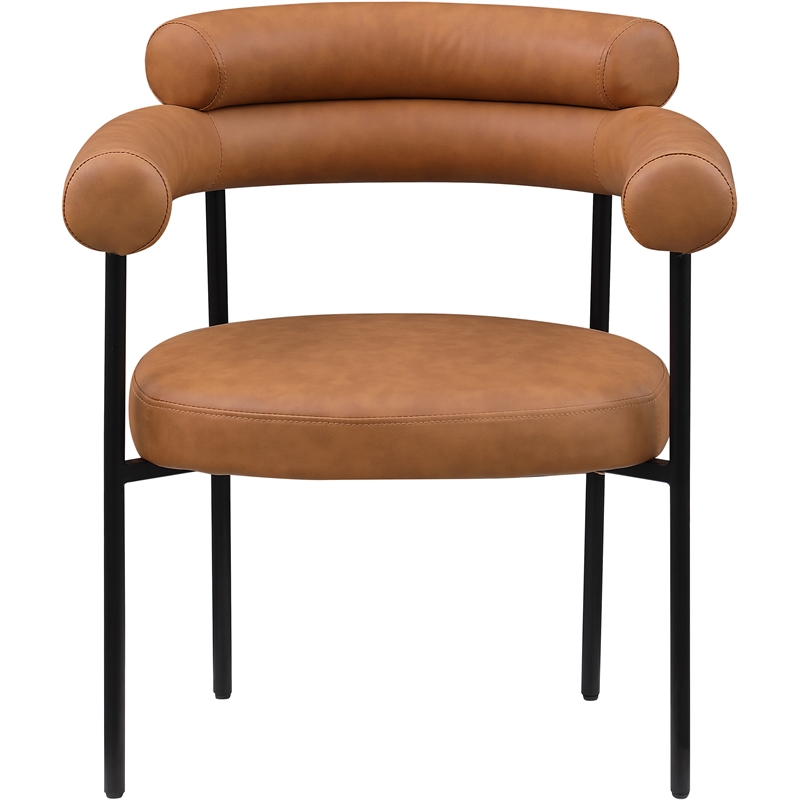 Pemberly Row Contemporary Cognac Vegan Leather Dining Chairs (Set of 6)