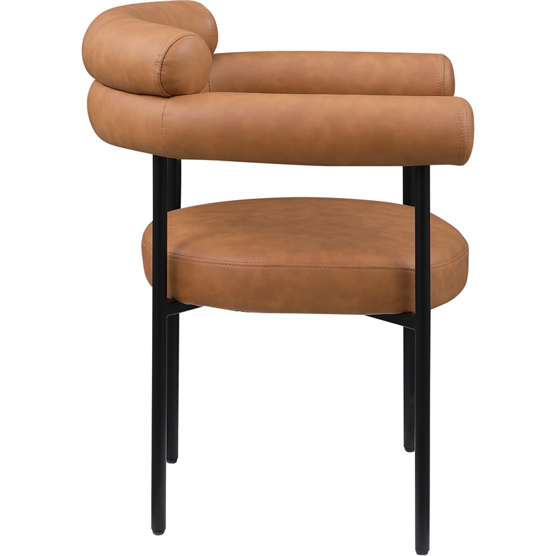 Pemberly Row Contemporary Cognac Vegan Leather Dining Chairs (Set of 6)
