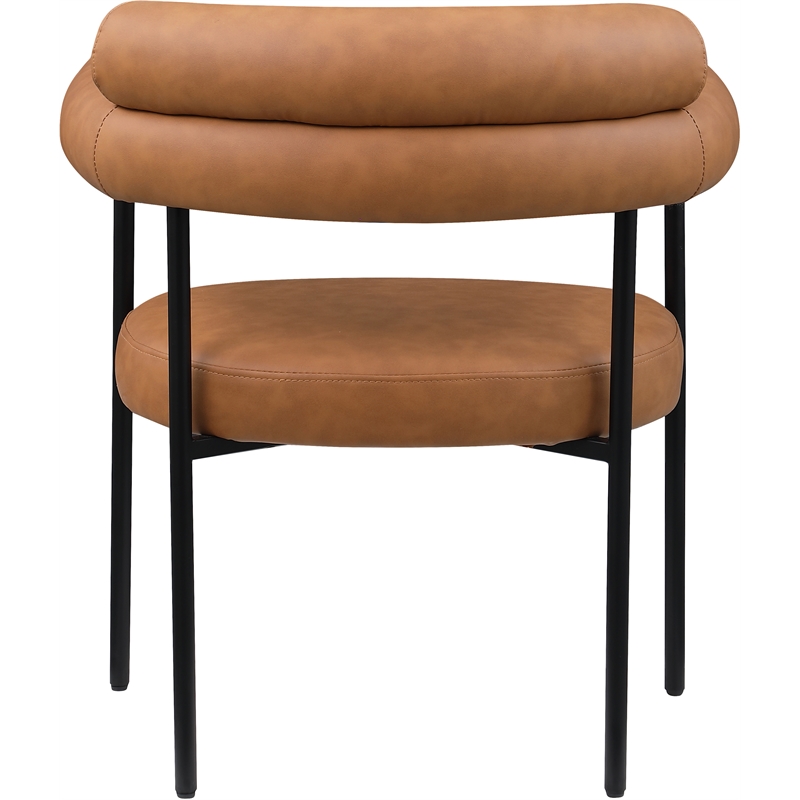Pemberly Row Contemporary Cognac Vegan Leather Dining Chairs (Set of 6)