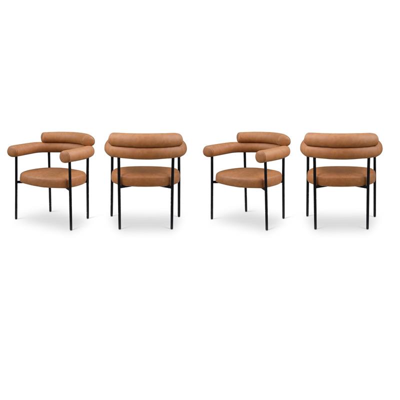 Pemberly Row Contemporary Cognac Vegan Leather Dining Chairs (Set of 4)