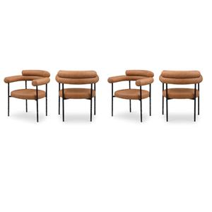 Pemberly Row Contemporary Cognac Vegan Leather Dining Chairs (Set of 4)