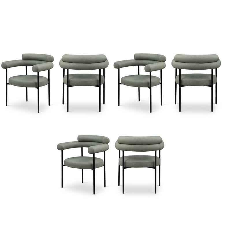 Pemberly Row Contemporary Green Vegan Leather Dining Chairs (Set of 6)