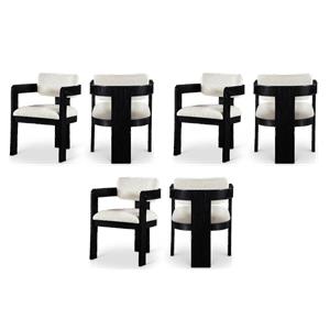 Pemberly Row Contemporary Cream Linen Textured Fabric Dining Chairs (Set of 6)