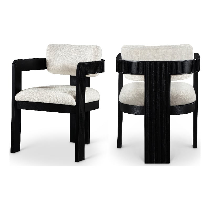 Pemberly Row Contemporary Cream Linen Textured Fabric Dining Chairs (Set of 4)