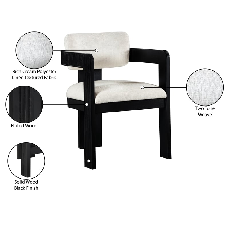 Pemberly Row Contemporary Cream Linen Textured Fabric Dining Chairs (Set of 4)
