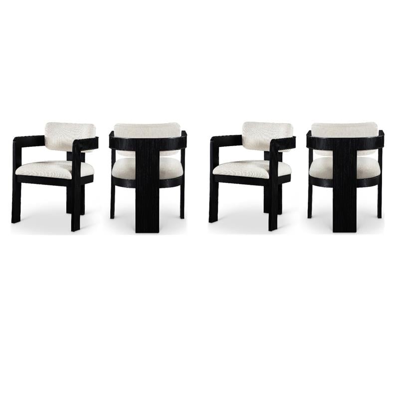Pemberly Row Contemporary Cream Linen Textured Fabric Dining Chairs (Set of 4)