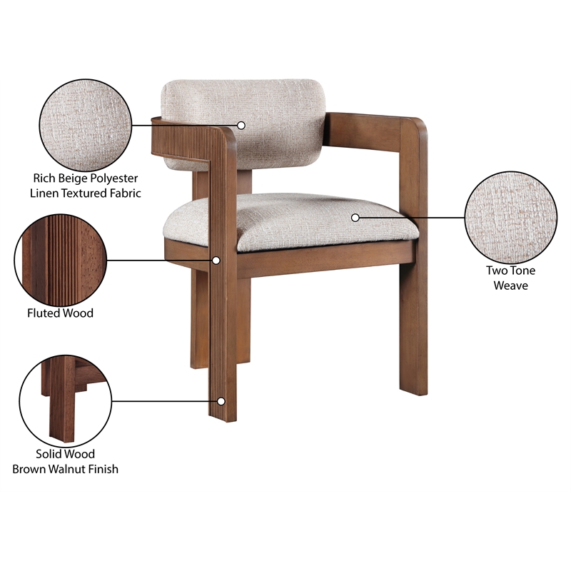 Pemberly Row Contemporary Beige Linen Textured Fabric Dining Chairs (Set of 6)