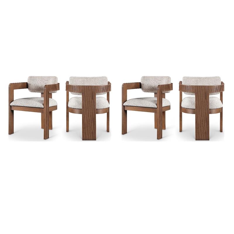 Pemberly Row Contemporary Beige Linen Textured Fabric Dining Chairs (Set of 4)