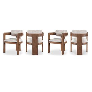 Pemberly Row Contemporary Beige Linen Textured Fabric Dining Chairs (Set of 4)