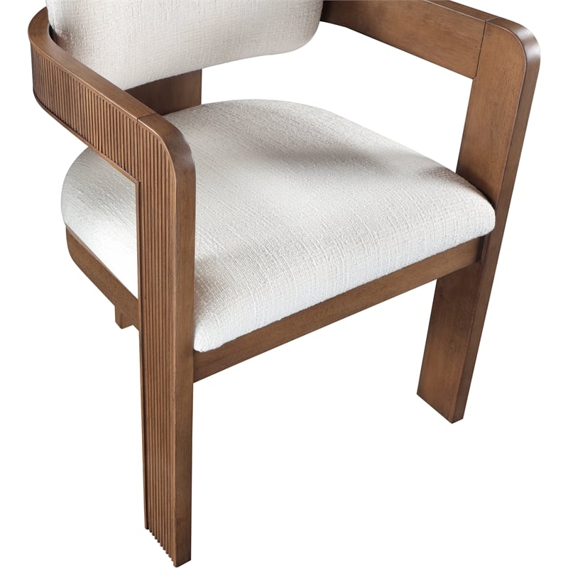 Pemberly Row Contemporary Cream Linen Textured Fabric Dining Chairs (Set of 6)