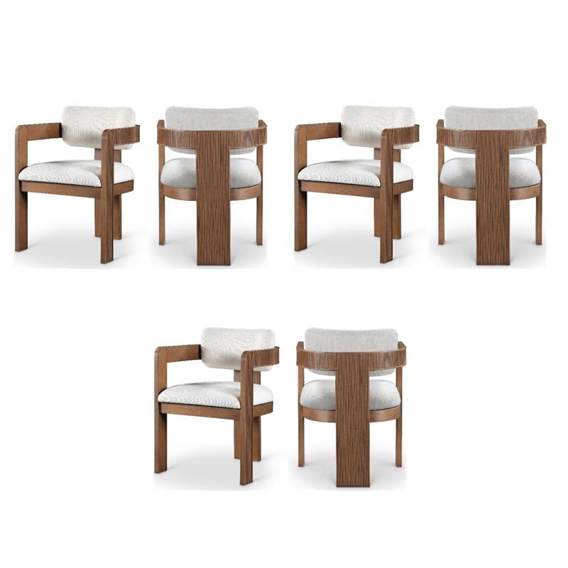 Pemberly Row Contemporary Cream Linen Textured Fabric Dining Chairs (Set of 6)