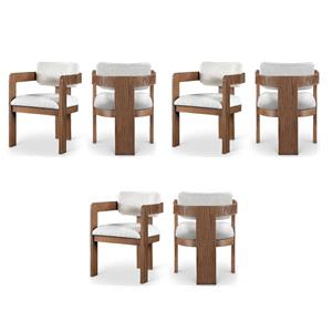 Pemberly Row Contemporary Cream Linen Textured Fabric Dining Chairs (Set of 6)