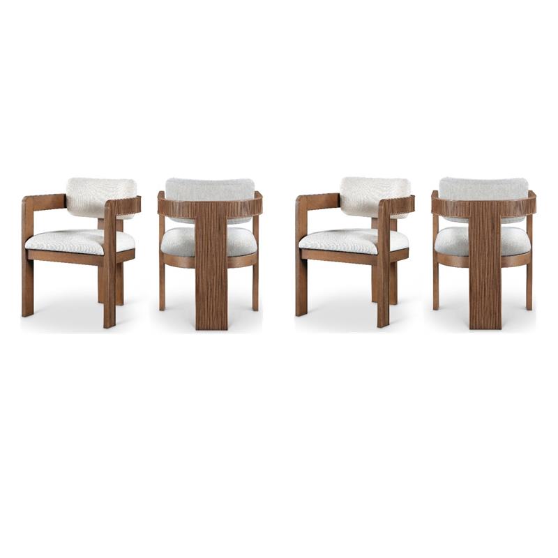 Pemberly Row Contemporary Cream Linen Textured Fabric Dining Chairs (Set of 4)
