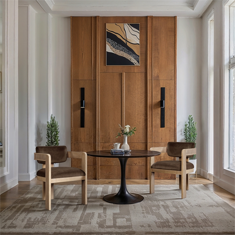 Pemberly Row Contemporary Brown Velvet Dining Chairs (Set of 6)