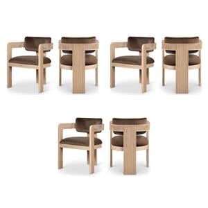 Pemberly Row Contemporary Brown Velvet Dining Chairs (Set of 6)