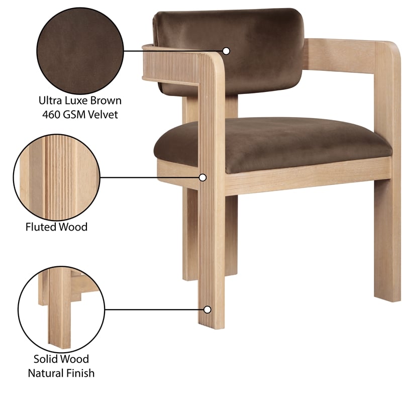 Pemberly Row Contemporary Brown Velvet Dining Chairs (Set of 4)