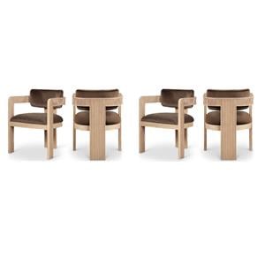 Pemberly Row Contemporary Brown Velvet Dining Chairs (Set of 4)