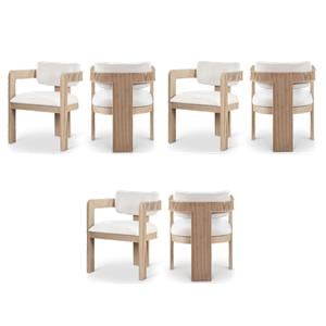 Pemberly Row Contemporary Cream Velvet Dining Chairs (Set of 6)