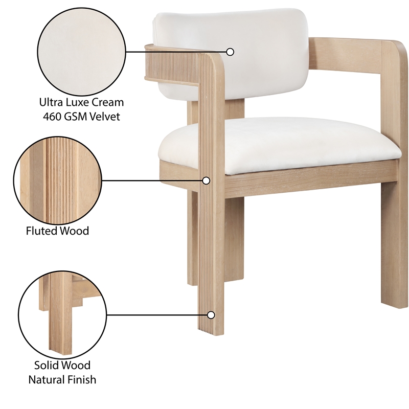 Pemberly Row Contemporary Cream Velvet Dining Chairs (Set of 4)