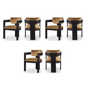 Pemberly Row Contemporary Saddle Velvet Dining Chairs (Set of 6)