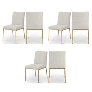 Pemberly Row Contemporary Cream Chenille Fabric Dining Side Chairs (Set of 6)