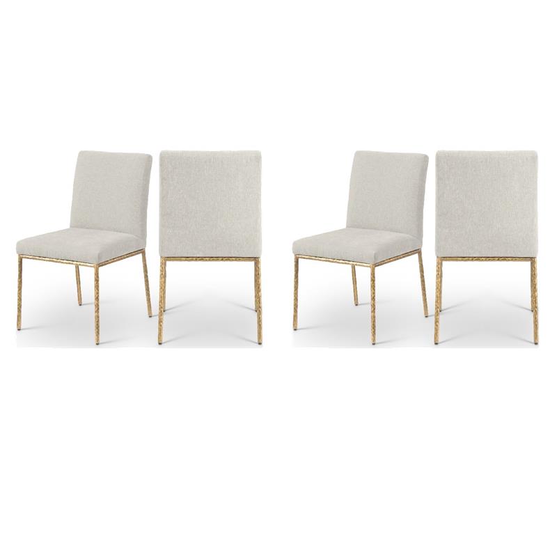 Pemberly Row Contemporary Cream Chenille Fabric Dining Side Chairs (Set of 4)