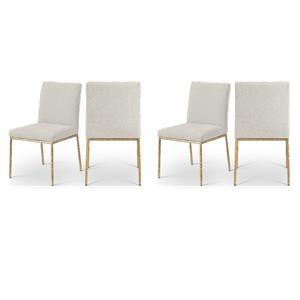 Pemberly Row Contemporary Cream Chenille Fabric Dining Side Chairs (Set of 4)