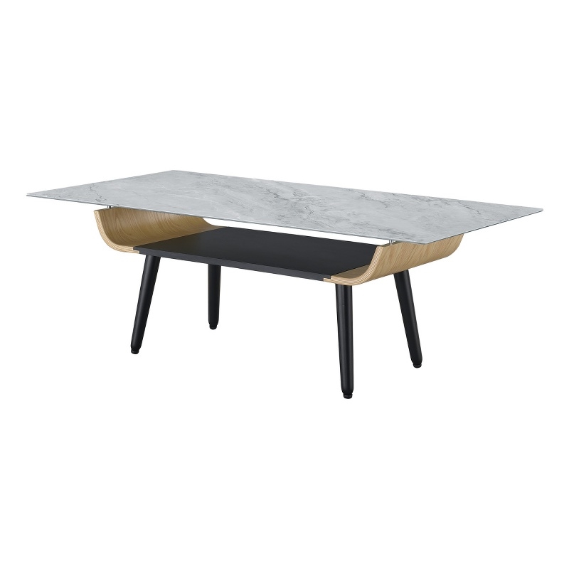Pemberly Row Set of 2 End Table and Coffee Table with Gray Marble Texture Top