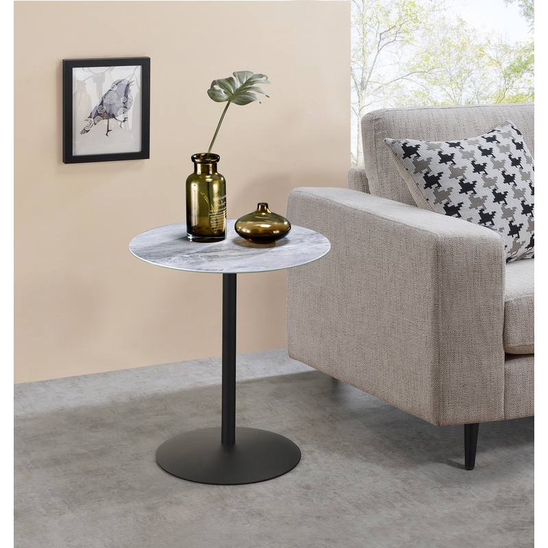 Pemberly Row Set of 2 End Table and Coffee Table with Gray Marble Texture Top