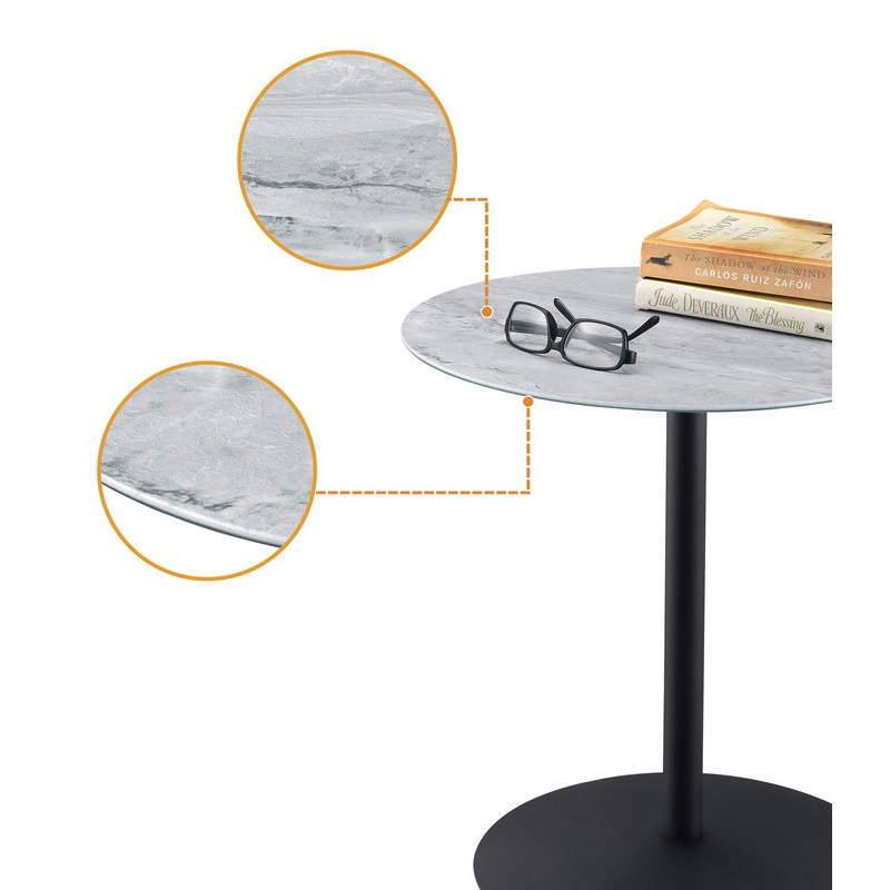 Pemberly Row Set of 2 End Table and Coffee Table with Gray Marble Texture Top