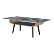 Pemberly Row Set of 2 End Table and Coffee Table with Black Marble Texture Top