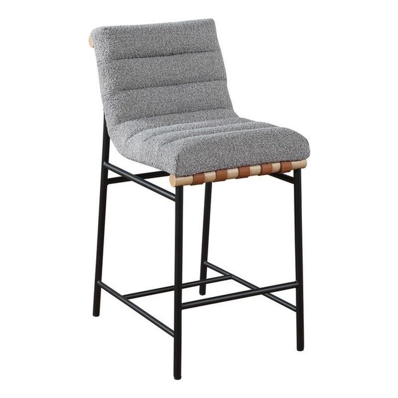 Pemberly Row Set of 2 Gray Boucle Fabric Counter Height Chairs