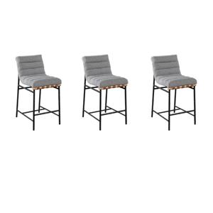 Pemberly Row Set of 2 Gray Boucle Fabric Counter Height Chairs