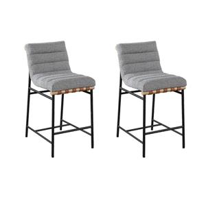 Pemberly Row Set of 2 Gray Boucle Fabric Counter Height Chairs