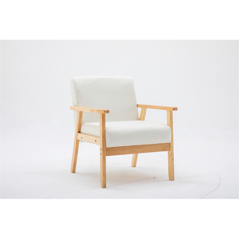 Pemberly Row Set of 2 Beige Linen Fabric Chair & Natural Light Oak Coffee Table