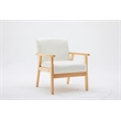 Pemberly Row Set of 2 Beige Linen Fabric Chair & Natural Light Oak Coffee Table