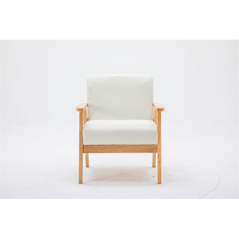 Pemberly Row Set of 2 Beige Linen Fabric Chair & Natural Light Oak Coffee Table