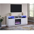 Pemberly Row Set of 2 Chenille Sectional Rt-Facing Chaise & Fireplace TV Console