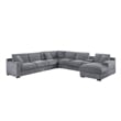 Pemberly Row Set of 2 Chenille Sectional Rt-Facing Chaise & Fireplace TV Console