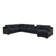 Pemberly Row Set of 2 Chenille Fabric Sectional Chaise and Fireplace TV Console