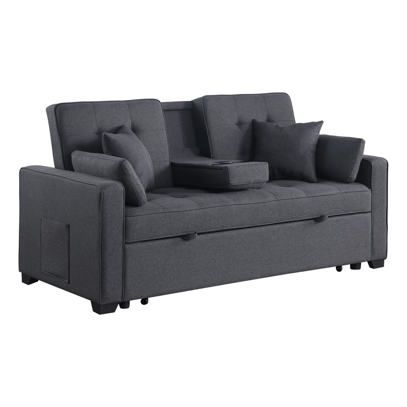 Pemberly Row Set of 2 Sleeper Loveseat and Fireplace TV Console