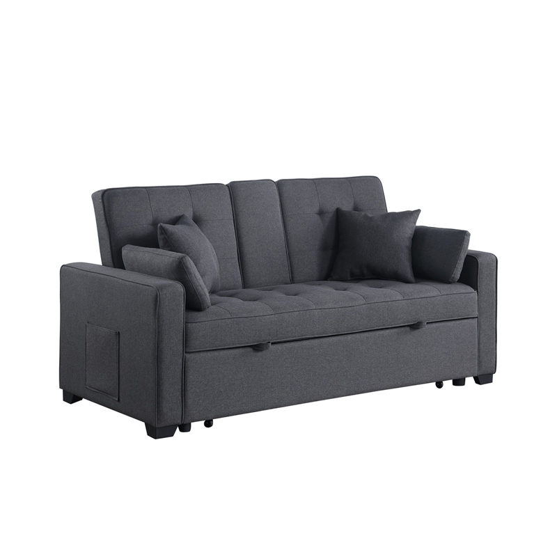 Pemberly Row Set of 2 Sleeper Loveseat and Fireplace TV Console