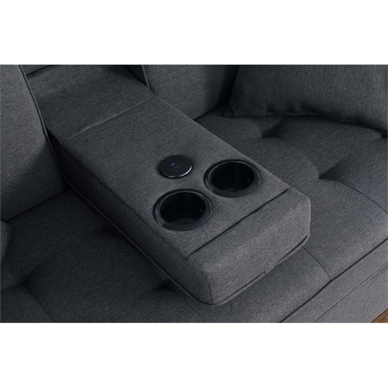 Pemberly Row Set of 2 Sleeper Loveseat and Fireplace TV Console