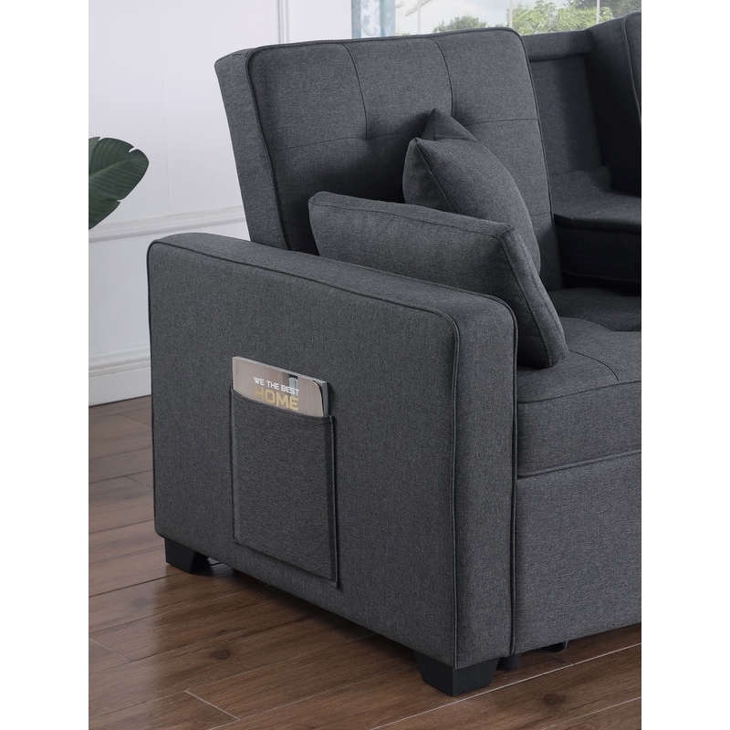 Pemberly Row Set of 2 Sleeper Loveseat and Fireplace TV Console