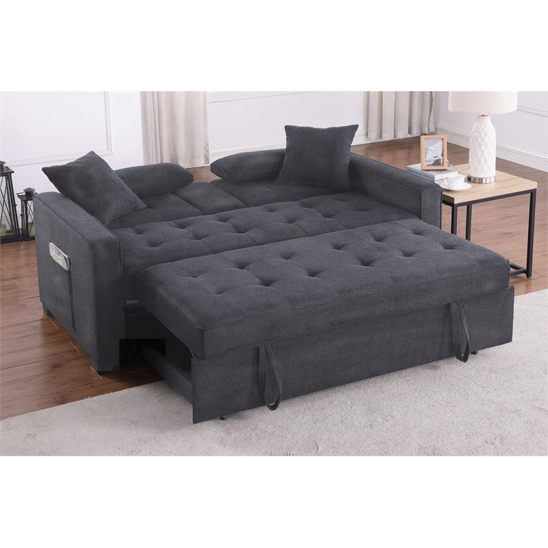 Pemberly Row Set of 2 Sleeper Loveseat and Fireplace TV Console