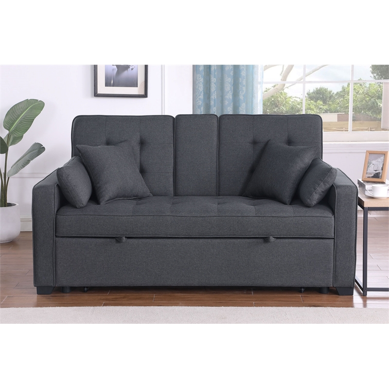 Pemberly Row Set of 2 Sleeper Loveseat and Fireplace TV Console
