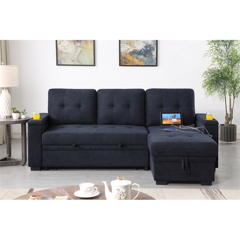 Pemberly Row Set of 2 Reversible Sleeper Sofa and Coffee Table with 2 Drawers