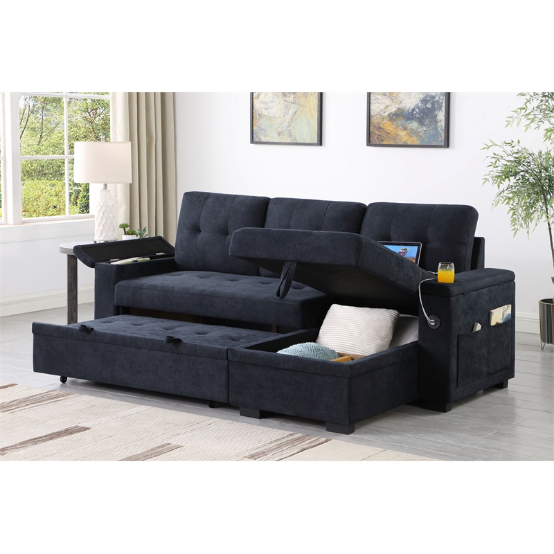 Pemberly Row Set of 2 Reversible Sleeper Sofa and Coffee Table with 2 Drawers